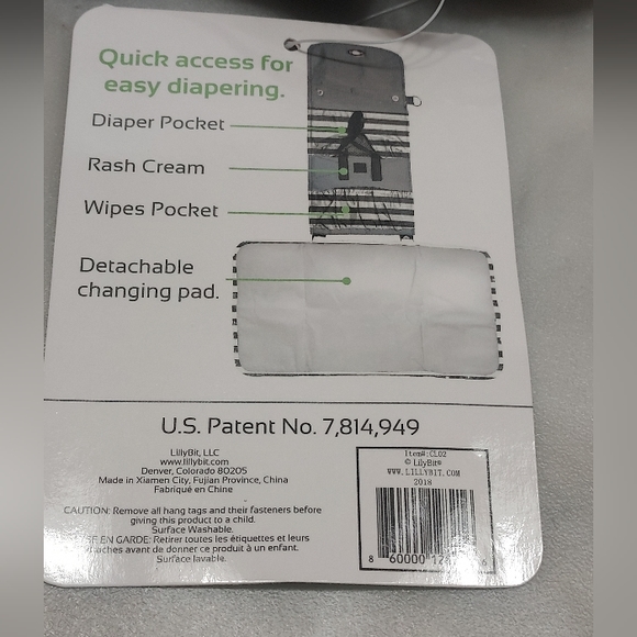 Lilly Bit Diaper Clutch. Black and white stripes - Picture 6 of 6